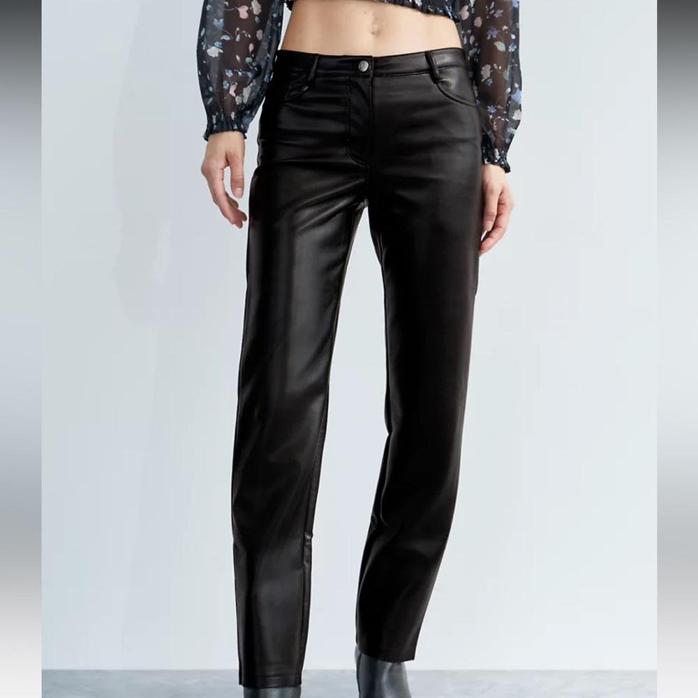 Black Melina low-rise leather pants